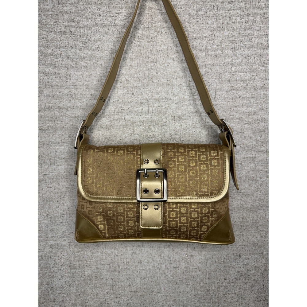 Rosetti Gold Monogram Shoulder‎ Bag Buckle Flap Y2K Metallic